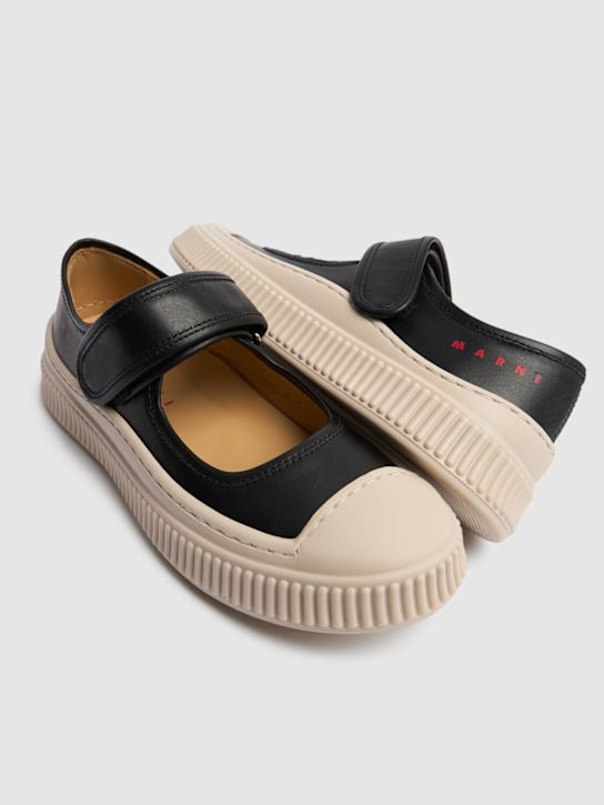 Marni Junior: Leather ballerina flats - Black - kids-girls_1 | Luisa Via Roma