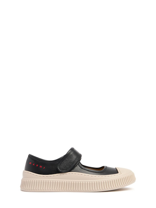 Marni Junior: Leather ballerina flats - Black - kids-girls_0 | Luisa Via Roma