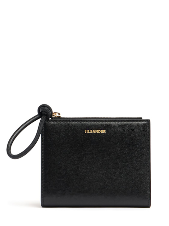 Jil Sander: Mini embossed leather wallet - Black - women_0 | Luisa Via Roma