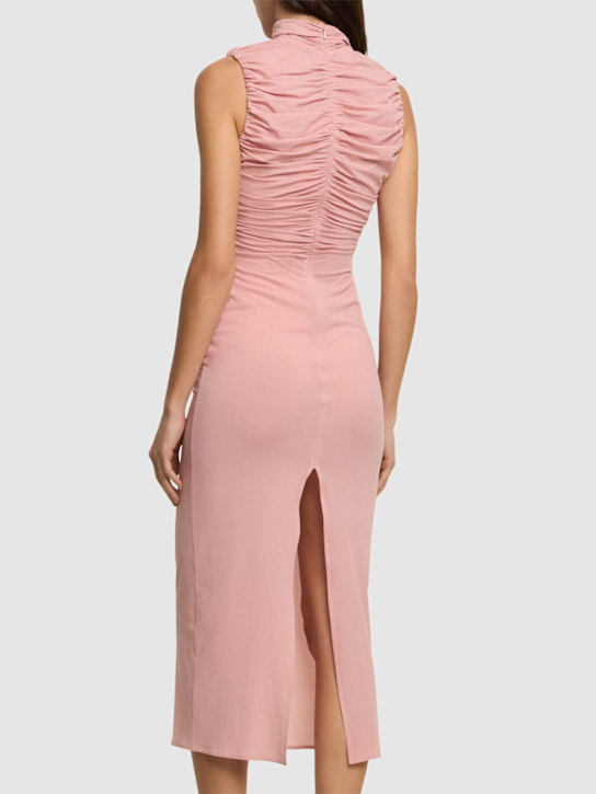 Magda Butrym: Silk sheer roses detail midi dress - Pink - women_2 | Luisa Via Roma