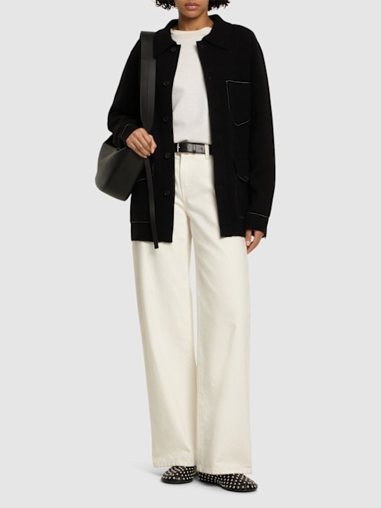 Guest In Residence: Industry knit cashmere shirt jacket - Black - women_1 | Luisa Via Roma