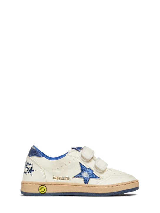 Golden Goose: Sneakers Ballstar in pelle - Bianco/Blu - kids-girls_0 | Luisa Via Roma
