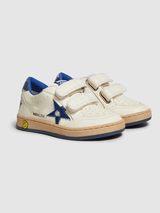 Golden Goose: Sneakers Ballstar in pelle - Bianco/Blu - kids-girls_1 | Luisa Via Roma
