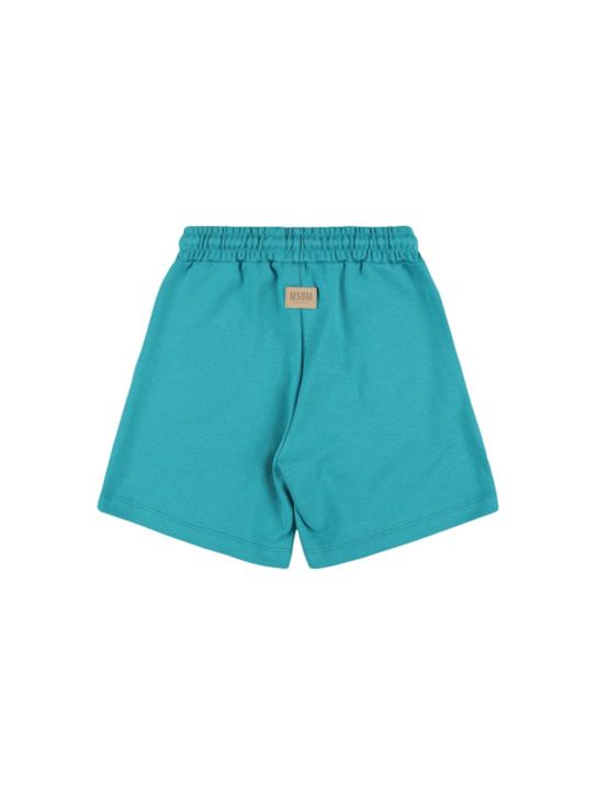 MSGM: Logo cotton sweat shorts - Blue - kids-girls_2 | Luisa Via Roma