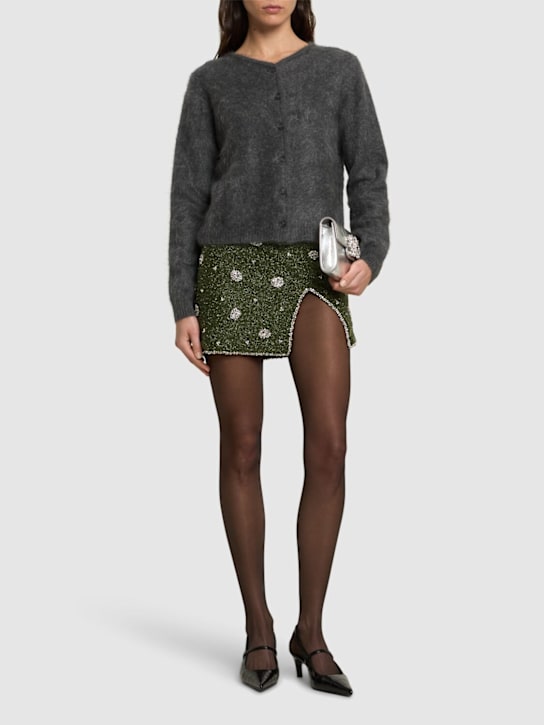 Giuseppe Di Morabito: Embellished mini skirt - Green - women_1 | Luisa Via Roma