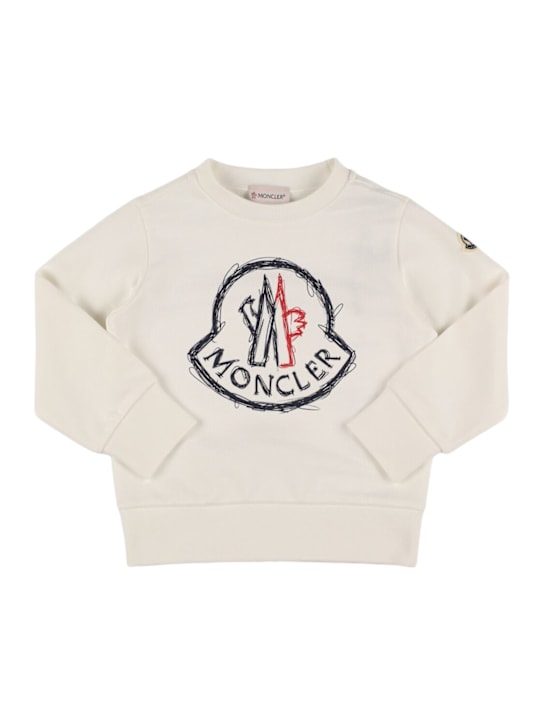 Moncler: Logo cotton sweatshirt - White - kids-boys_0 | Luisa Via Roma