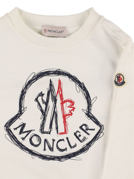 Moncler: Logo cotton sweatshirt - White - kids-boys_1 | Luisa Via Roma