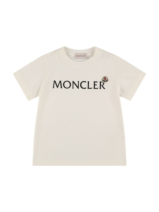 Moncler: Logo cotton t-shirt - White - kids-boys_0 | Luisa Via Roma