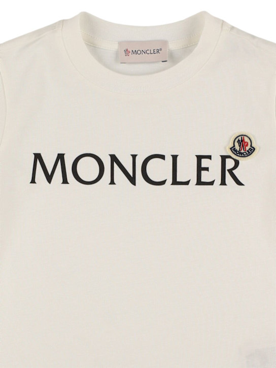 Moncler: Logo cotton t-shirt - White - kids-boys_1 | Luisa Via Roma