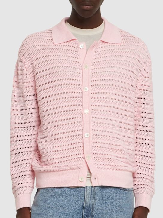Dunst: Unisex open collared cardigan - Pink - men_2 | Luisa Via Roma