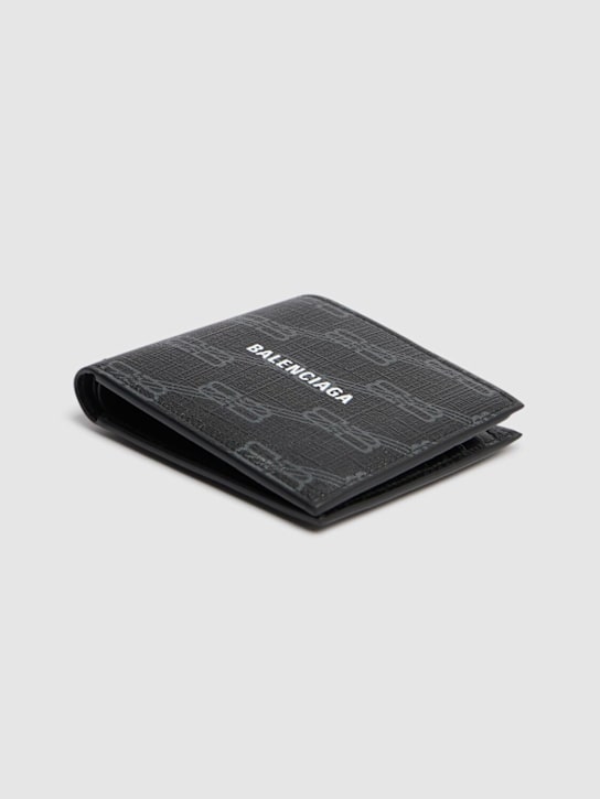 Balenciaga: Logo printed faux leather wallet - Black/Grey - men_1 | Luisa Via Roma