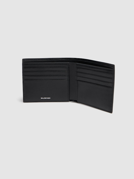 Balenciaga: Logo printed faux leather wallet - Black/Grey - men_3 | Luisa Via Roma