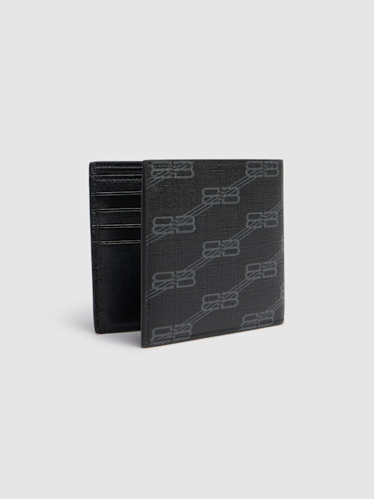 Balenciaga: Logo printed faux leather wallet - Black/Grey - men_2 | Luisa Via Roma