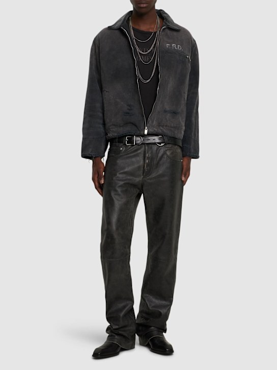 Enfants Riches Déprimés: Distressed flared raw hem leather pants - women_1 | Luisa Via Roma