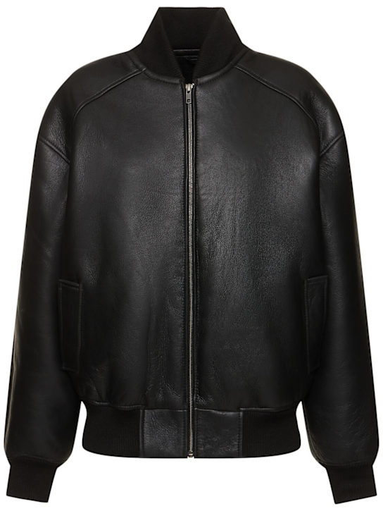 MANOKHI: Mina shearling jacket - Black - women_0 | Luisa Via Roma