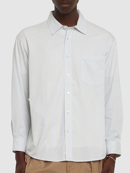 Dunst: Unisex oversize striped shirt - Misty Blue - men_2 | Luisa Via Roma