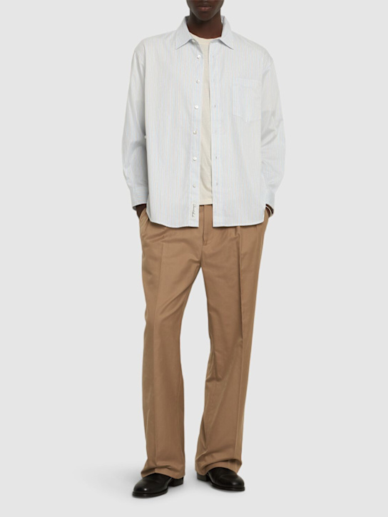 Dunst: Unisex oversize striped shirt - Misty Blue - men_1 | Luisa Via Roma