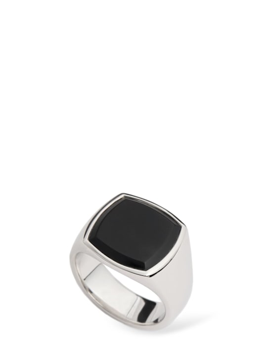 Tom Wood: Anello Cushion in onice nero - men_0 | Luisa Via Roma