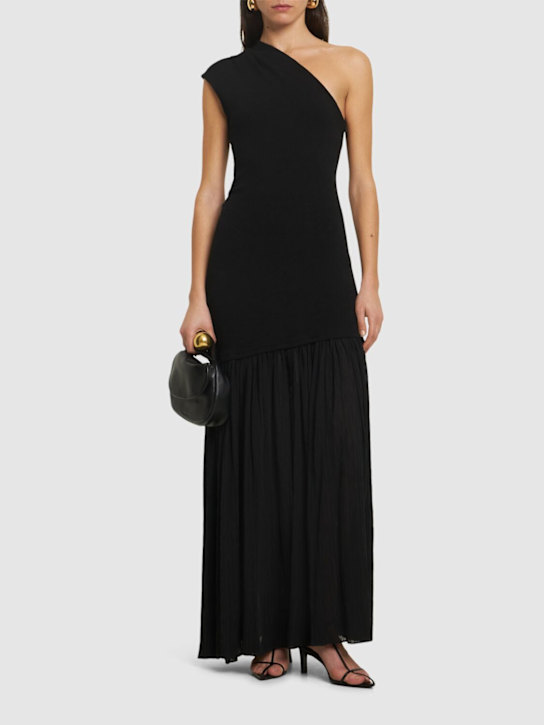 Proenza Schouler: Cora pleated crepe chiffon long dress - Black - women_1 | Luisa Via Roma