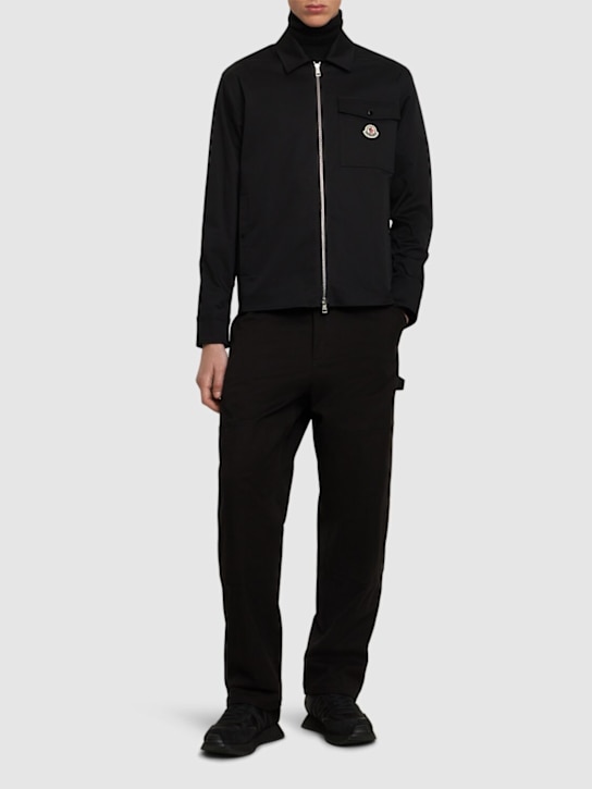 Moncler: Cotton blend gabardine shirt jacket - men_1 | Luisa Via Roma