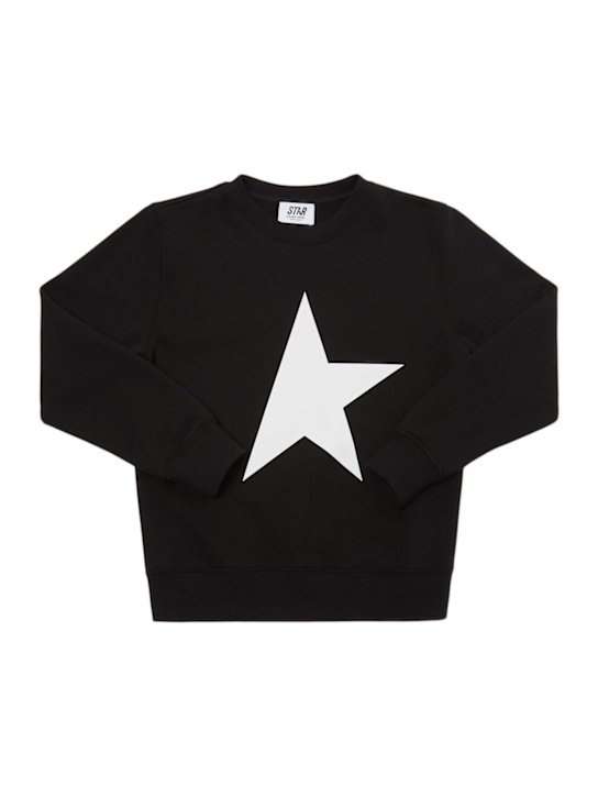 Golden Goose: Sweatshirt aus Baumwollmischung mit Sterndruck - Schwarz - kids-boys_0 | Luisa Via Roma