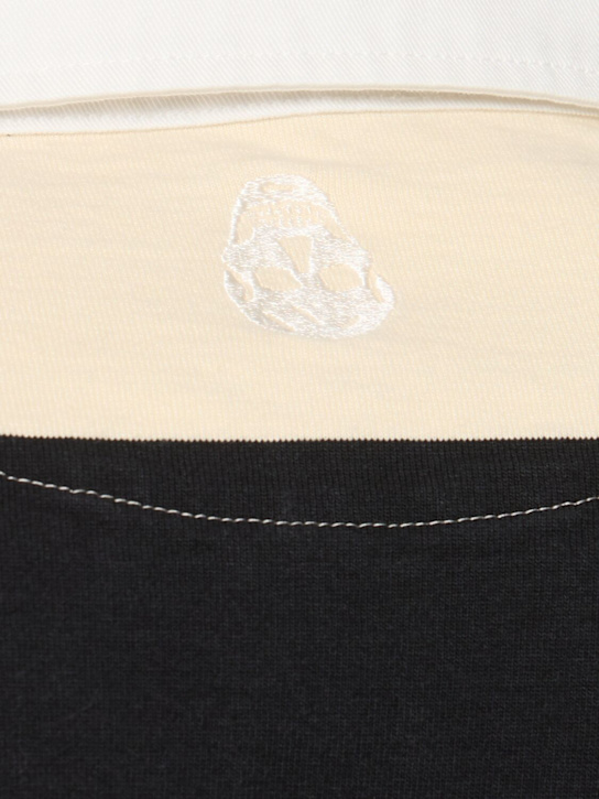 McQueen: Oversize cotton polo rugby shirt - Black/Ivory - men_4 | Luisa Via Roma