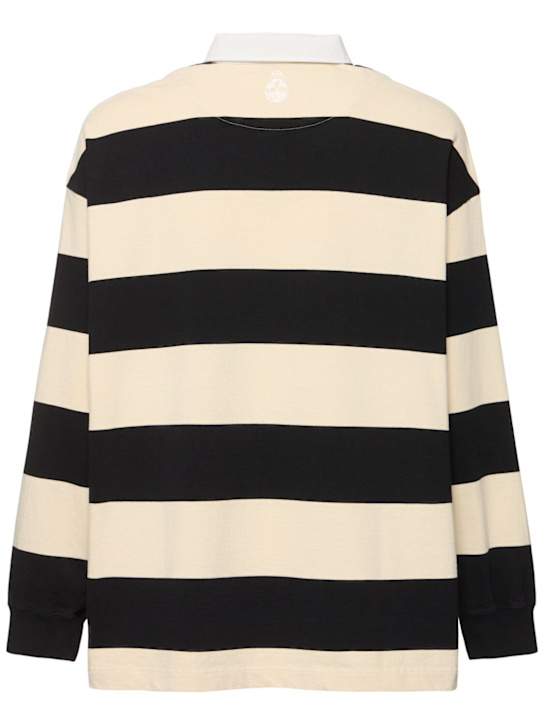 McQueen: Oversize cotton polo rugby shirt - Black/Ivory - men_3 | Luisa Via Roma