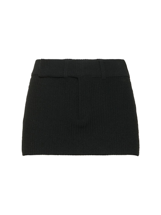 Aya Muse: Caeli cotton blend knit mini skirt - Black - women_0 | Luisa Via Roma