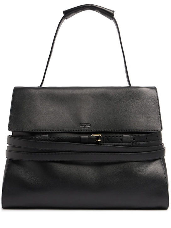 Moschino: Tie Me leather tote bag - women_0 | Luisa Via Roma