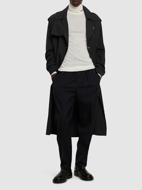 Jil Sander: Relaxed fit wool gabardine cropped pants - Navy - men_1 | Luisa Via Roma