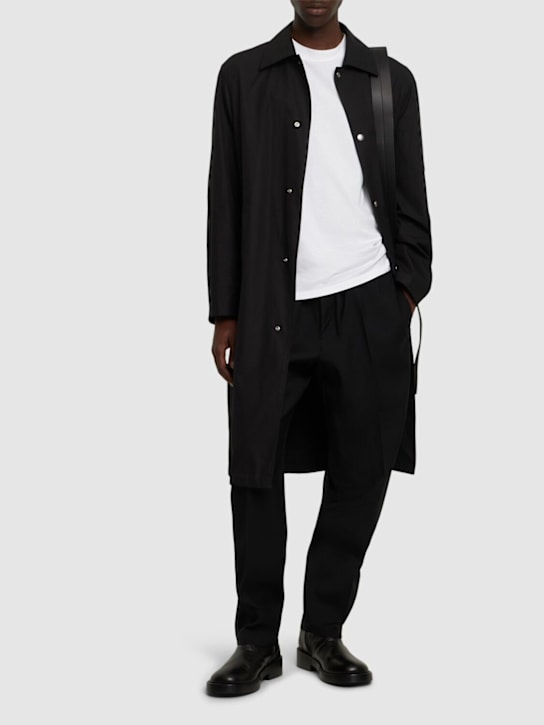 Jil Sander: Relaxed版型羊毛华达呢短款裤子 - 黑色 - men_1 | Luisa Via Roma