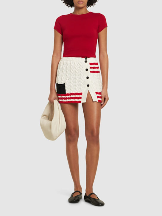 MSGM: Striped cable knit mini skirt - women_1 | Luisa Via Roma