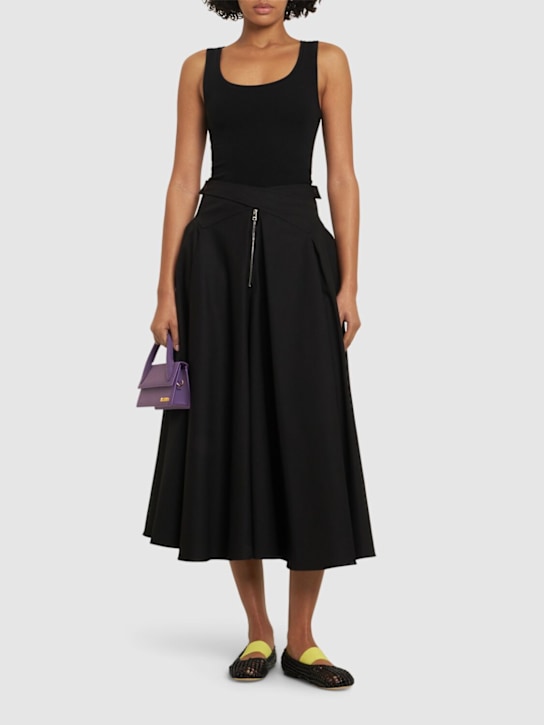 MSGM: Gonna midi in cotone stretch - Nero - women_1 | Luisa Via Roma