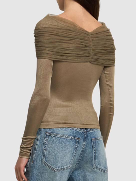 Christopher Esber: Sonora sheer tulle rib top - Beige - women_2 | Luisa Via Roma