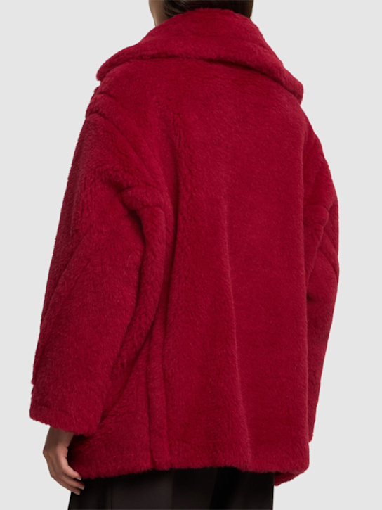 Max Mara: Cuba plush short coat - Red - women_2 | Luisa Via Roma