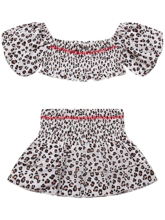 Monnalisa: プリントコットンモスリンクロップトップ＆スカート - マルチカラー - kids-girls_0 | Luisa Via Roma