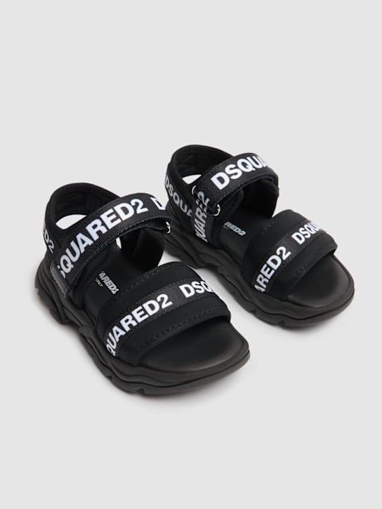 Dsquared2: Poly strap sandals w/logo - Black - kids-boys_1 | Luisa Via Roma