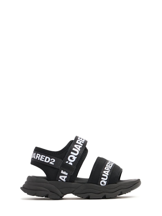 Dsquared2: Poly strap sandals w/logo - Black - kids-boys_0 | Luisa Via Roma