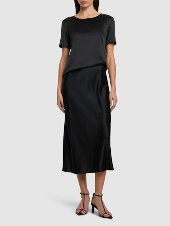 Carnet silk satin midi skirt - Thumbnail 2