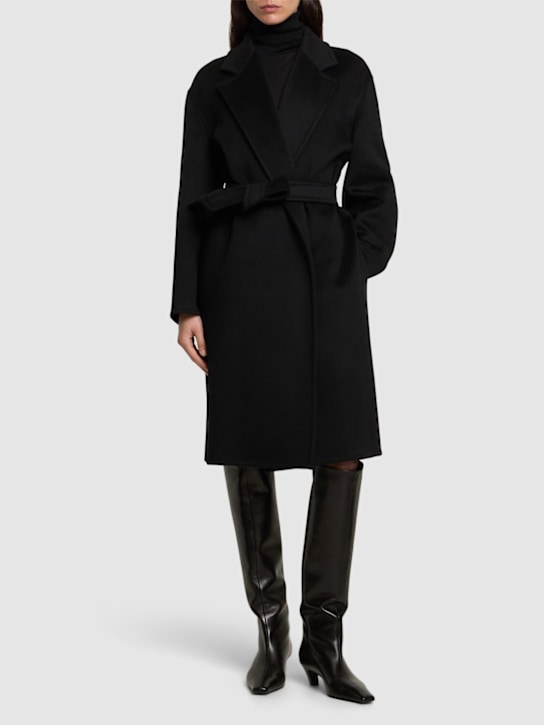 Max Mara: Melinda belted cashmere coat - Black - women_1 | Luisa Via Roma