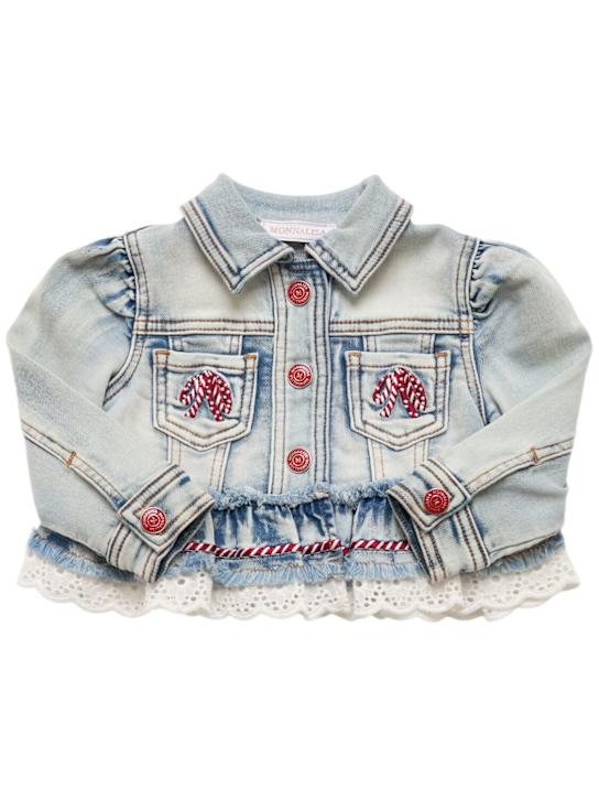 Monnalisa: Giacca in denim con ricami - Blu - kids-girls_0 | Luisa Via Roma