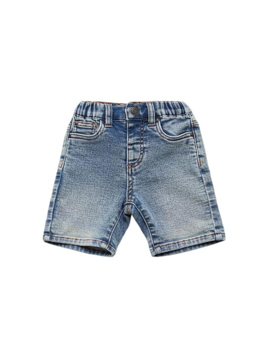 Monnalisa: Stretch cotton blend denim shorts - Blue - kids-boys_0 | Luisa Via Roma