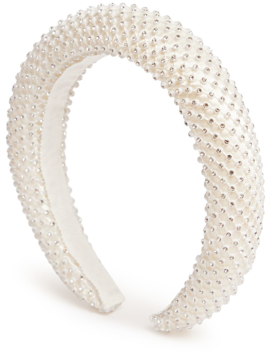 Monnalisa: Embellished satin headband - White - kids-girls_0 | Luisa Via Roma