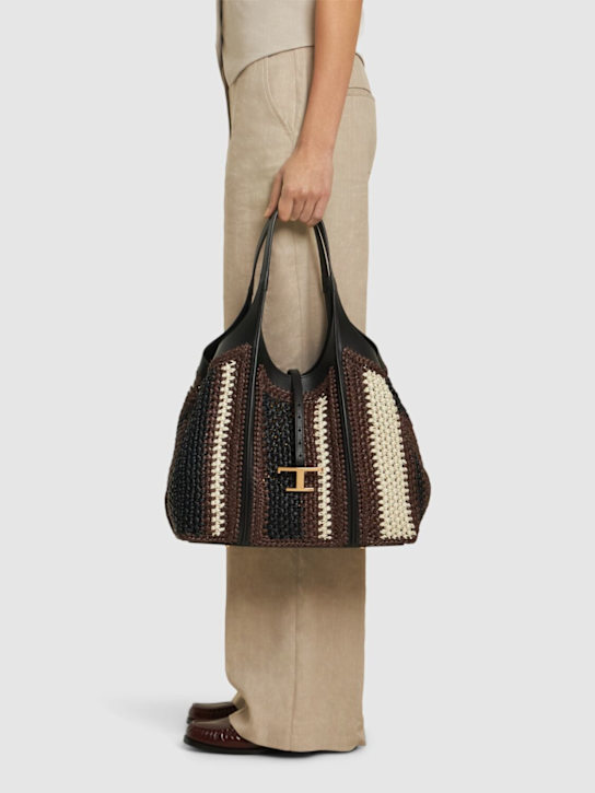 Tod's: Medium crochet raffia shopping bag - women_1 | Luisa Via Roma