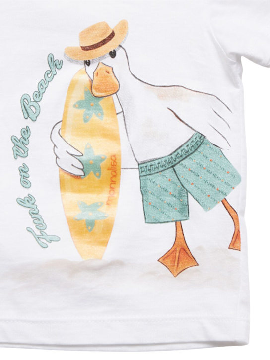 Monnalisa: Printed cotton jersey t-shirt & shorts - White/Green - kids-boys_1 | Luisa Via Roma