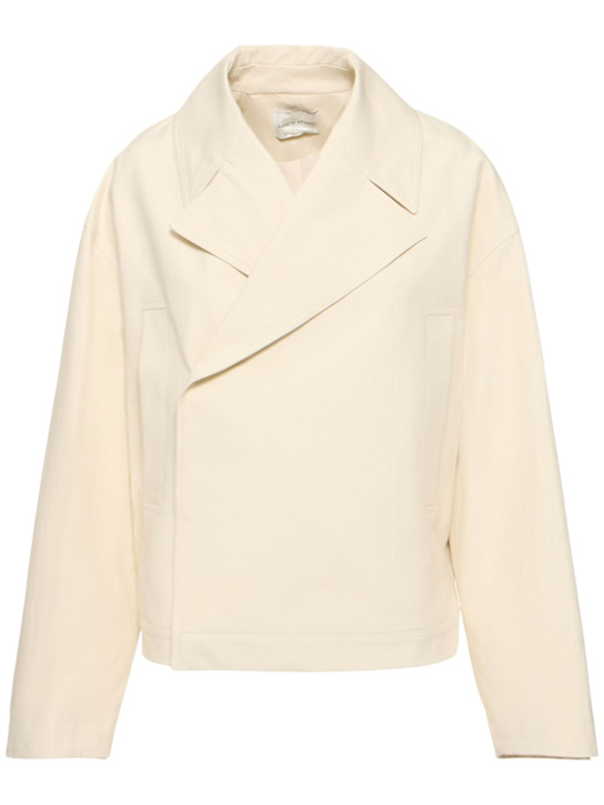 Loulou Studio: Giacca corta Coen in cotone - Beige - women_0 | Luisa Via Roma