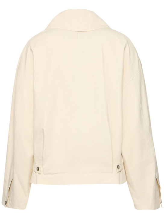 Loulou Studio: Giacca corta Coen in cotone - Beige - women_1 | Luisa Via Roma