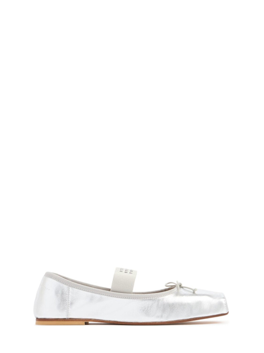 MM6 Maison Margiela: レザーバレリーナシューズ - kids-girls_0 | Luisa Via Roma