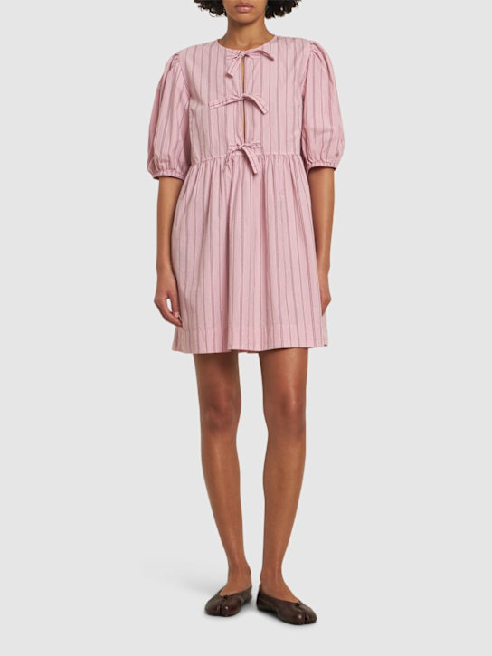 Bow tie striped cotton mini dress - Thumbnail 2