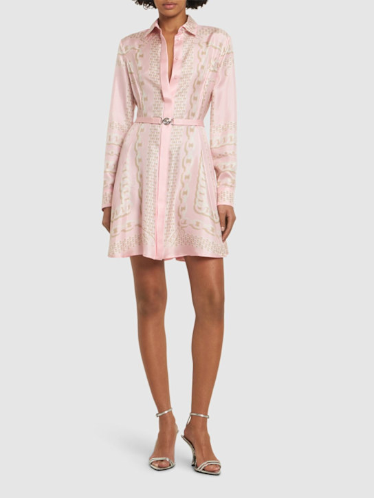 Versace: Foulard print silk twill mini dress - women_1 | Luisa Via Roma